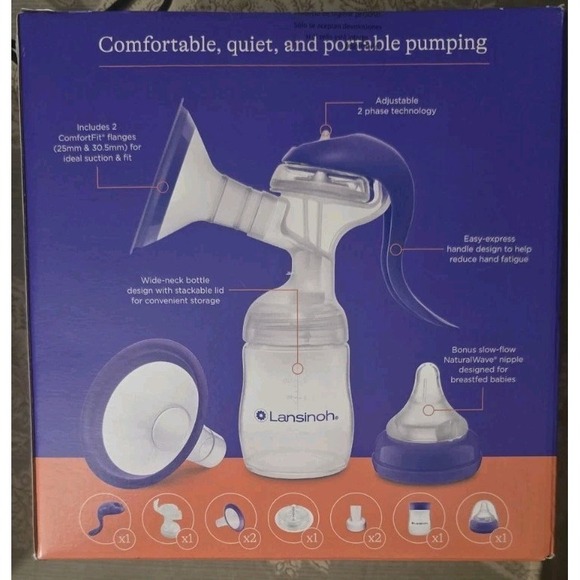 Lansinoh 2 Phase Manual Breast Pump Hand Pump for Breastfeeding 5 fl oz NEW - Picture 1 of 2